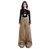 Pantalones casuales Melard para mujer, primavera y otoño, sueltos, de pierna recta, fluidos, modernos, de longitud completa, de pierna ancha, pantalones largos color caqui