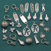 Plata de ley S925 hojas vajra mortero palabra de la suerte doble flor clip zakiram accesorios retro DIY materiales hechos a mano