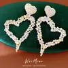 Pendientes Huecos con Forma de Corazón Tachonados con Diamantes, Estilo Transfronterizo Europeo y Americano, Pendientes Exagerados de Nicho, Pendientes de Lujo Ligero de Gama Alta al por Mayor
