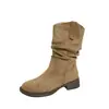 Botines Retro para Mujer Otoño 2026 Nuevo Estilo Otoño/Invierno Botas Marrones de Melaleuca Estilo Wasteland Ante Botas Vaqueras sin Cordones