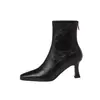 Botines elásticos ultra delgados para mujer, nuevo estilo coreano de otoño e invierno, cierre trasero, punta cuadrada, tacón de aguja, botines