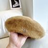 Boina de mezcla de lana de conejo de angora zg japonesa para niños, otoño e invierno, gorro de nube de mezcla de lana, gorro de pintor simple