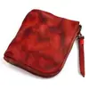Produto da Amazon: Porta-moedas em couro vegetal de camada superior, feito à mão com acabamento desgastado estilo vintage, fecho de zíper, mini bolsa de moedas simples e compacta