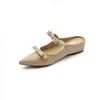 Mules de Punta Cerrada con Tira Doble de Lazo para Mujer, Aumentan 4 cm de Altura, Nuevo Estilo Francés 2026, Zapatos Mary Jane Cómodos con Suela Suave
