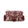 Otoño e Invierno nuevo bolso bandolera de punto retro con flecos y correa ancha estilo western rombos estilo étnico bolso sobre