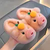 Chinelos de Algodão Infantis Capivara Lulu Outono/Inverno Quentes com Pelúcia Veludo Casa Pai-Filho Antiderrapante Solado Grosso Sapatinhos de Algodão para Bebê
