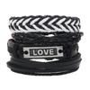 Nova Joia Transfronteiriça Masculina Simples Retrô Pulseira de Couro Conjunto de Quatro Peças Multicamadas Europeu e Americano Pulseira Tecida à Mão