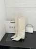 Botas de salto alto de bico fino e perna larga versáteis estilo europeu e americano