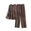 Conjunto de Lino Estilo New Old Money, Ropa Casual de Verano para Casa, Top de Manga Corta, Pantalones Casuales Sueltos Delgados, Una Pieza Envío Directo