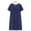 Camisón de Algodón y Seda de Manga Corta para Mujeres de Mediana Edad y Mayores, Estilo Nuevo de Verano, Pijama Delgado para Madres, Vestido de Rayón Holgado de Verano