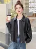 Chaqueta de Piel Genuina Haining Nueva para Mujer Primavera y Otoño, Talla Pequeña, Abrigo Corto Casual Holgado Estilo Coreano Vintage