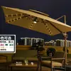 Guarda-sol para exterior com luzes, Luzes alimentadas por energia solar, Guarda-sol e Abrigo de chuva para terraço de villa ao ar livre, Guarda-sol de feira