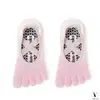 Nuevos Calcetines de Yoga de Dedos Divididos para Otoño e Invierno Calcetines Antideslizantes Profesionales para Pilates para Mujer de Media Pantorrilla Calcetines Deportivos para Fitness Baile de Cinco Dedos