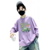 Camiseta básica de algodón puro de manga larga, ropa infantil estilo primavera y otoño, camiseta interior para niños, top para niños, diseño de dibujos animados moderno para niños mayores