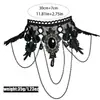 Gargantilla gótica oscura transfronteriza collar de encaje negro para mujer, collar de clavícula de cadena multicapa, collar de borla exagerada europeo y americano