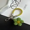 Nuevo Estilo Anillo de Dedo de Malla con Pedrería Lanyard para Teléfono Llavero de Flor Completa con Pedrería Creativo Colgante Accesorio para Bolso de Teléfono