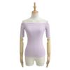 Camiseta de Estilo Deseo Puro Ajustada con Hombros Descubiertos y Manga Corta para Mujer, Top Corto de Verano de Cintura Alta