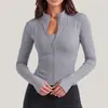 Ropa atlética y de fitness europea y americana transfronteriza de Amazon, chaqueta con cremallera, prenda exterior ajustada, top de manga larga para correr y yoga de otoño/invierno