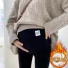 Calça Legging de Maternidade Jingqi Estilo Outono e Inverno Roupa Externa Algodão Puro Calça com Suporte Abdominal Temporada Outono e Inverno Calça Longa Forrada com Lã Espessada Roupa de Maternidade