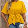 Ropa de Mujer Transfronteriza de Amazon Camisa Elegante Europea y Americana de Manga Corta con Tirantes y Cuello Redondo Jersey Top para Mujer