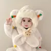 Bufanda de Invierno Nueva para Niños con Gorro Integrado Cálido, Cortavientos y Protección para Orejas para Niños y Niñas, Lindo Gorro Grueso de Felpa con Forro de Lana