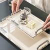 Estilo francês leve de luxo porta-copos restaurante louça de frutas drenagem de camada dupla rack de bandeja de mesa rack de chá rack de armazenamento de bandeja de chá