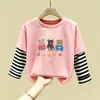 Tops de Otoño para Niños 2026 Nuevo Estilo Ropa Interior para Niñas Algodón Puro Ropa de Otoño Niñas Pequeñas Dulce Moda Camiseta de Manga Larga