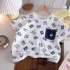 Camiseta de manga corta para niños, verano 2025, para hombre, nueva camiseta de manga corta con estampado completo para niños, marca de moda, con bolsillo para bebé, fina para mujer