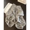 Calça de Pijama Casual Xadrez com Cordão de Cintura Perna Larga Feminina 2026 Verão Novo Solta Emagrecedora Estilo Preguiçoso Casual Calça Longa
