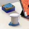 Molde para Conjunto de Porta-Copos Redondos de Resina Cristalina Caixa de Armazenamento para Porta-Copos Listrados Quadrados Resistentes ao Calor Molde de Silicone