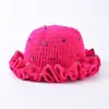 Chapéu de Pescador de Tricô com Babados, Chapéu de Crochê Feito à Mão com Pérolas, Chapéu de Lã Colorido com Strass - Venda Quente Transfronteiriça Amazon