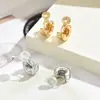Clássico Francês Dupla Camada Forma de C Incensário para Mosquitos Clipe de Orelha Tubular Espesso Brilhante Delicado Argola de Orelha Sem Dor Uso Diário