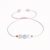 Pulseira de Amizade Feminina Mais Vendida na Amazon em Vendas Transfronteiriças, Pedra Natural Cristal Rosa, Azul Marinho, Feita à Mão com Contas, Pulseira Ajustável
