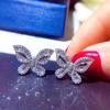 TikTok Live Selling Fada da Moda Full Diamond pt950 Pingente de borboleta Simulação Zircon Ring Brinco Set