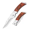 Cuchillo de mariposa multifuncional de gran tamaño, cuchillo plegable para exteriores de acero inoxidable con mango de madera, cuchillo plegable de autodefensa con mango de madera, cuchillo pequeño