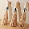 C375 Escova Grande de Ferro para Panelas Rústicas com Cabo de Madeira, Escova Tradicional de Bambu para Panelas, Escova de Limpeza, Escova para Lavar Panelas, Vassoura com Cerdas de Bambu Rígidas