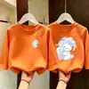 Camiseta de Manga Larga para Niña 2026 Nuevo Estilo Coreano Conjunto de Otoño para Niñas, 100% Algodón Puro, Top de Primavera y Otoño para Niños Mayores