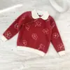 Suéter de Natal para Meninas, Suéter Jacquard Retrô, Suéter Festivo Vermelho de Ano Novo, Suéter Quente Pulôver