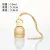 Garrafa de Aromaterapia Colorida para Carro com Tampa de Madeira, Frasco Difusor de Perfume com Óleo Essencial e Alça de Transporte, Pingente de Garrafa de Aromaterapia Transparente