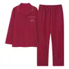 Pijama de algodón puro para hombre, de manga larga, rojo, para primavera y otoño, de boda y para recién casados, 100% algodón, talla grande, ropa de casa, traje del año zodiacal para hombre