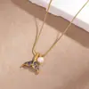 Myya Export Venta Caliente Collar con Colgante de Cola de Sirena de Acero Inoxidable Cadena para Clavícula Chapado en Oro de 18K Joyería Que No Se Desvanece