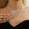 Venta al por mayor del fabricante Conjunto de Joyería Simple de Moda Collar de Novia Joyería de Temperamento Conjunto de Pedrería Cadena Versátil de Gama Alta
