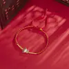Pulsera del Pequeño Dios de la Riqueza Azul Quemado Plata de Ley S925 Año del Zodiaco Cuerda Roja Trenzada Cuentas de Transferencia del Pequeño Dios de la Riqueza Pulsera para Niñas Joyería
