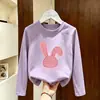 Camiseta Básica Infantil Cartoon Primavera e Outono 2026 para Meninas, Nova Camiseta de Manga Longa Estilosa Versão Coreana para Meninas