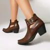 Pedido estrangeiro transfronteiriço moda primavera e outono fivela de cinto salto alto tamanho grande 40-46 sapatos femininos estilosos estilo romano