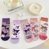 Calcetines de cuadros de tablero de ajedrez para mujer, nuevos calcetines de oso de dibujos animados hasta la pantorrilla, algodón, calcetines rectos de diamante para mujer, venta al por mayor, calcetines Zhuji