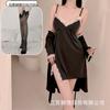 Camisón Sexy de Encaje con Abertura Baja y Cuello Bajo, Tentación Plus Traje Bata Verde Puro