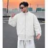 Chaqueta de aviador informal retro versátil de color liso con cuello alto para primavera y otoño, estilo americano, tres pruebas, para hombre