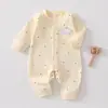 Macacão de Algodão Puro para Bebê Primavera & Outono Roupa de Rastejar Sem Costura Robe de Base de Manga Comprida Categoria a Roupas para Bebê Recém-Nascido para Todas as Estações