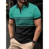 Moda Masculina Impresión 3D Manga Corta Solapa Verano Diario, Nueva Camisa Polo de Negocios Manga Corta Casual para Hombre